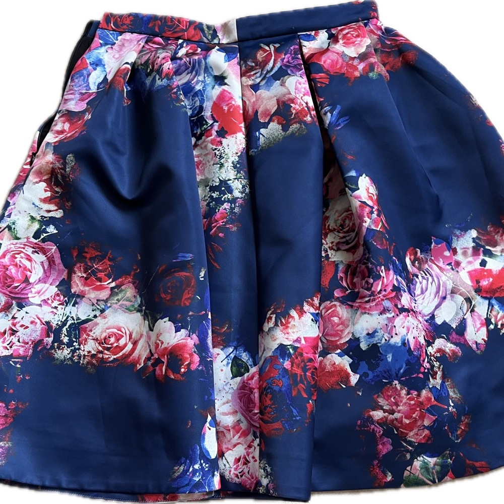 MSGM Blue Floral Party Skirt